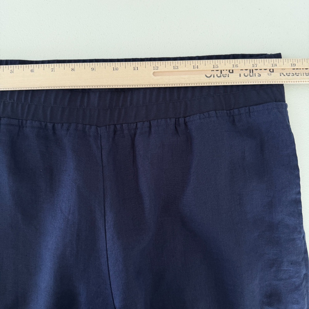 Soft Surroundings Aliso Pants Womens XL Navy 100% Linen Wide Leg Elastic Waist - Picture 9 of 11